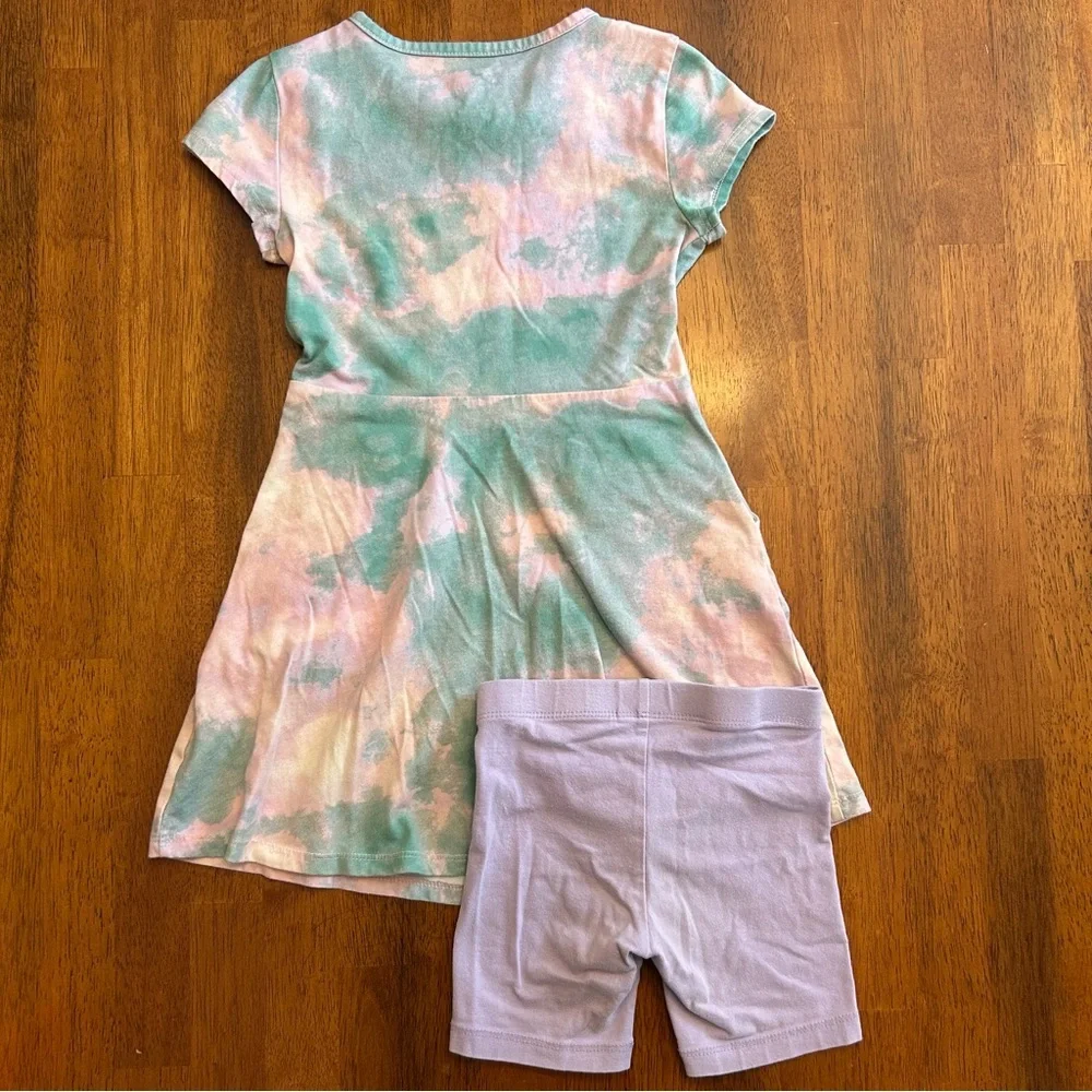 Tie Dye Dress Set | Girls XS 4-5 | Pastel Spring Dress + Cartwheel Shorts